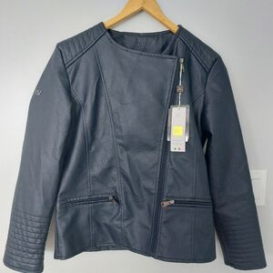 NWT BV Clothing Women's Motorcycle Bikers Black Soft Leather Jacket Size M